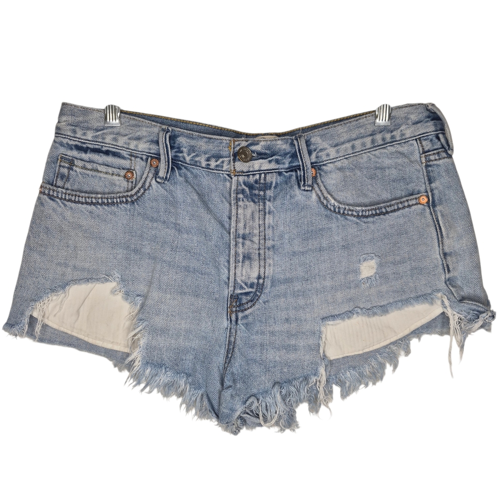 Free People We The Free Distressed Denim Frayed Hem Shorts Size 29